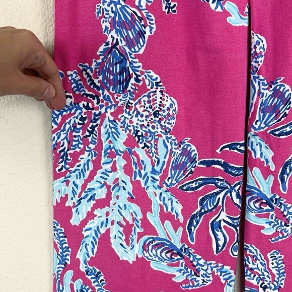 Lilly Pulitzer XS Tropical Resort Coral Print Coastal Wide Leg Pants Stretch - Picture 6 of 10
